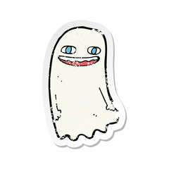 retro distressed sticker of a funny cartoon ghost