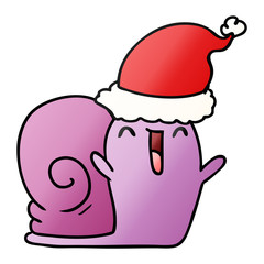 christmas gradient cartoon of kawaii snail