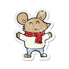 retro distressed sticker of a cartoon mouse