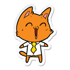 sticker of a happy cartoon cat