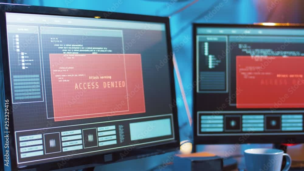 Poster cybercrime, hacking and technology concept - female hacker in dark room creating code or using compu