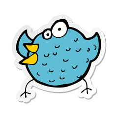 sticker of a cartoon happy bird