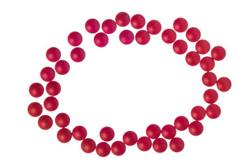 Red Pain Reliever Tablets As Border With Copy Space