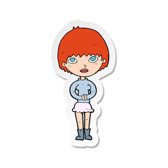sticker of a cartoon woman waiting patiently