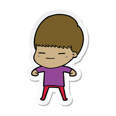sticker of a cartoon smug boy