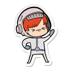 sticker of a cartoon astronaut woman
