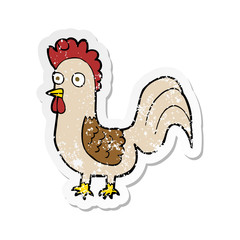 retro distressed sticker of a cartoon rooster