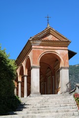 Fototapeta na wymiar Portico of the Church of Saints Gervaso and Protaso at Baveno on Lake Maggiore, Italy