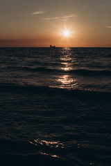 Suset evening on sea. Nature ocean landscape