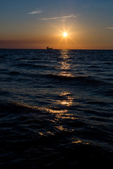 Suset evening on sea. Nature ocean landscape