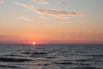 Romantic sunset over sea