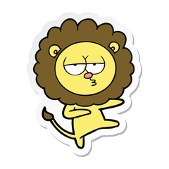 sticker of a cartoon bored lion dancing