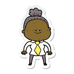 Obraz premium sticker of a cartoon happy old woman