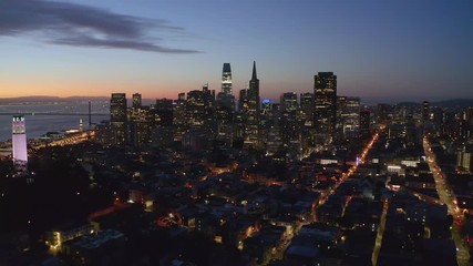 San Francisco downtown buildings skyline aerial