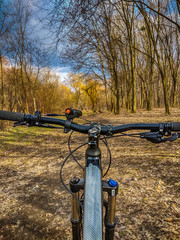Obraz na płótnie Canvas MTB bicycle on the trail in the spring season