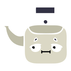 flat color retro cartoon kettle