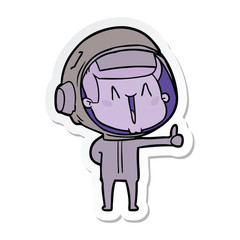 sticker of a happy cartoon astronaut
