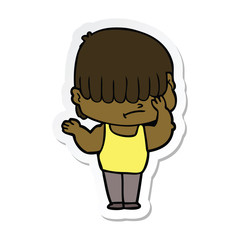 Obraz premium sticker of a cartoon boy with untidy hair