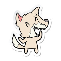 sticker of a laughing fox cartoon