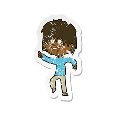 retro distressed sticker of a cartoon happy boy