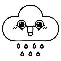 line drawing cartoon rain cloud