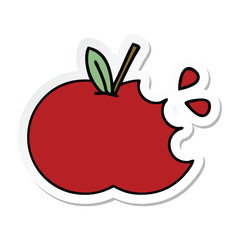 sticker of a cute cartoon red apple