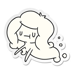 sticker cartoon of a kawaii cute ghost
