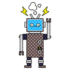 comic book style cartoon robot