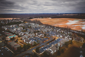 Aerial of Moody Overcast Day in Plainsboro New Jersey