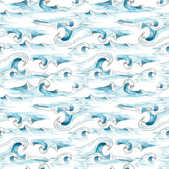 Watercolor seamless wave background