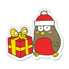 sticker of a cartoon christmas robin