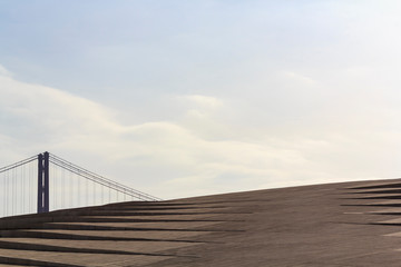 Architecture details against blue sky with copy space