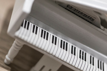 White piano keyboard toy close up detail