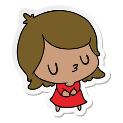 sticker cartoon of a cute kawaii girl