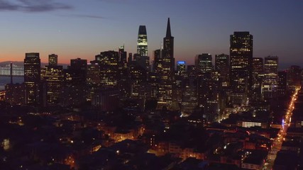 San Francisco downtown buildings skyline aerial