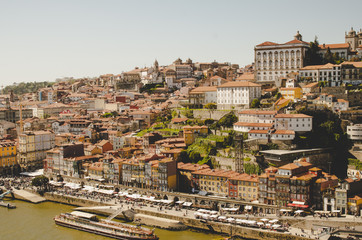 Fototapeta na wymiar Beautiful Porto old town cityscape with red roofs