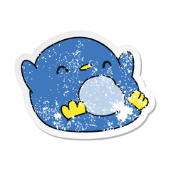 distressed sticker cartoon kawaii of a cute penguin