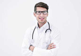 Fototapeta premium portrait of doctor-diagnostician on a light background