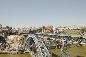 Fototapeta premium Porto cityscape with eiffel bridge
