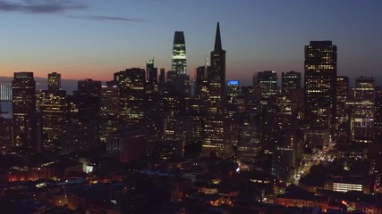 San Francisco downtown buildings skyline aerial