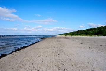 Empty beach on Riga bay of the Baltic Sea in Latvia