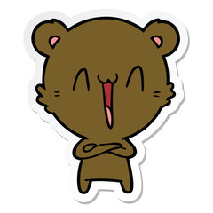 sticker of a happy bear cartoon