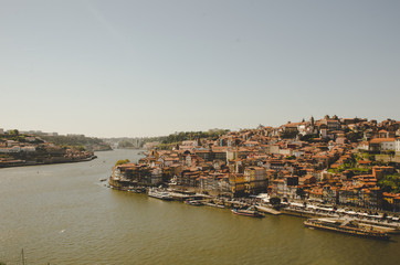 Fototapeta na wymiar Beautiful Porto cityscape with river and boats