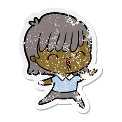 distressed sticker of a cartoon woman
