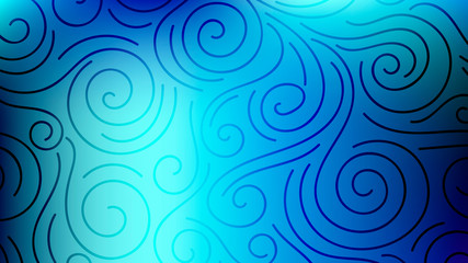 Colorful blurred background with thin line curls, swirls. Curly modern abstract gradient card. Business poster. Vector illustration.   