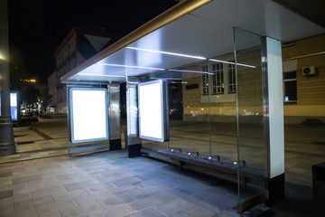 transport stop at night in the city