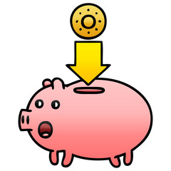 gradient shaded cartoon piggy bank