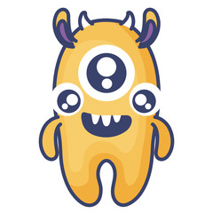 Naklejka premium crazy monster with three eyes comic character