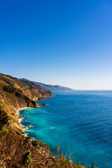 Coastline from Bluff, View, Rugged Mountains