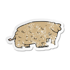 distressed sticker of a cartoon mammoth